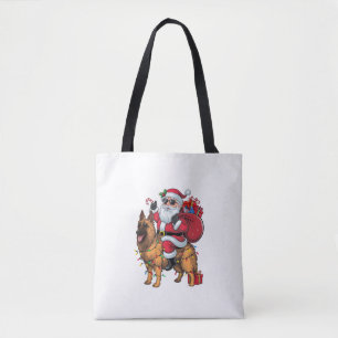 Funny Santa Riding German Shepherd Dog Weihnachten Tasche