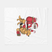 Funny Santa Riding Golden Retriever Dog Weihnachte Fleecedecke (Vorderseite (Horizontal))