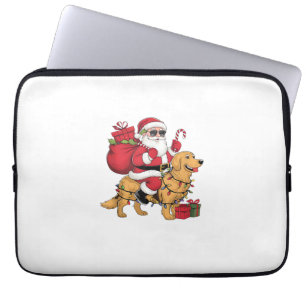 Funny Santa Riding Golden Retriever Dog Weihnachte Laptopschutzhülle