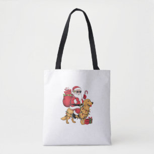 Funny Santa Riding Golden Retriever Dog Weihnachte Tasche