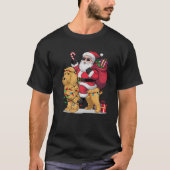 Funny Santa Riding Goldendoodle Dog Christmas Prem T-Shirt (Vorderseite)