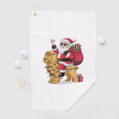 Funny Santa Riding Goldendoodle Dog Weihnachten Golfhandtuch (Insitu)