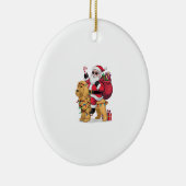 Funny Santa Riding Goldendoodle Dog Weihnachten Keramik Ornament (Rechts)