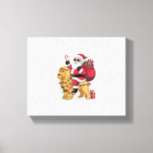 Funny Santa Riding Goldendoodle Dog Weihnachten Leinwanddruck