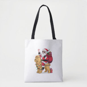Funny Santa Riding Goldendoodle Dog Weihnachten Tasche
