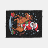 Funny Santa Riding Horse Equestrian Christmas Xmas Fleecedecke (Vorderseite (Horizontal))