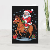 Funny Santa Riding Horse Equestrian Christmas Xmas Karte (Vorderseite)