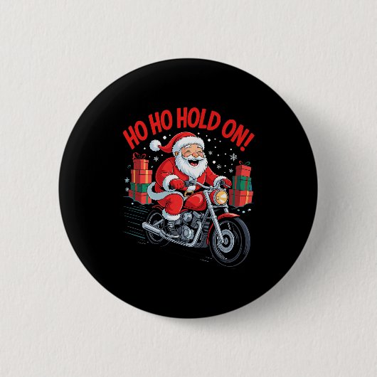 Funny Santa Riding Motorcycle Holiday Christmas Xm Button (Vorderseite)