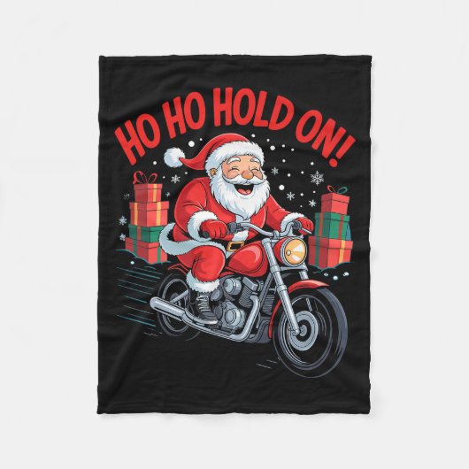 Funny Santa Riding Motorcycle Holiday Christmas Xm Fleecedecke (Vorderseite)