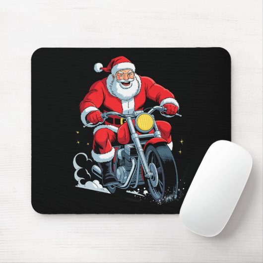 Funny Santa Riding Motorcycle Holiday Christmas Xm Mousepad (Mit Mouse)