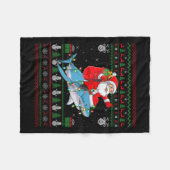 Funny Santa Riding Shark Ugly Christmas Sweaters S Fleecedecke (Vorderseite (Horizontal))