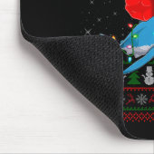 Funny Santa Riding Shark Ugly Christmas Sweaters S Mousepad (Ecke)