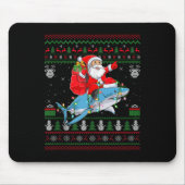 Funny Santa Riding Shark Ugly Christmas Sweaters S Mousepad (Vorne)