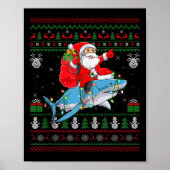 Funny Santa Riding Shark Ugly Christmas Sweaters S Poster (Vorne)
