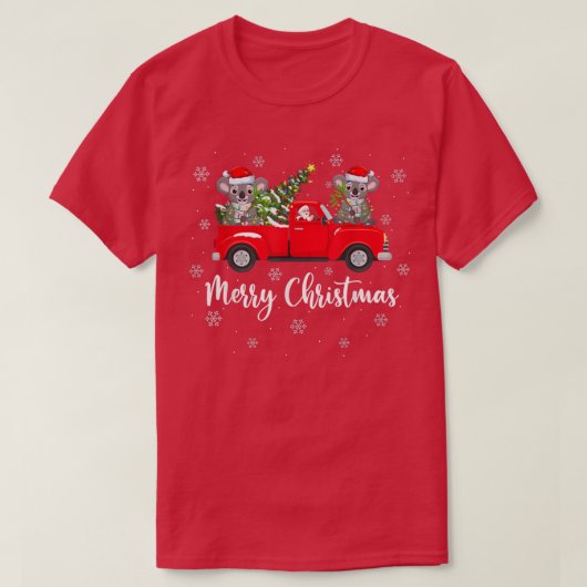 Funny Santa Riding Weihnachtsbaum Truck Koala Chri T-Shirt (Design vorne)