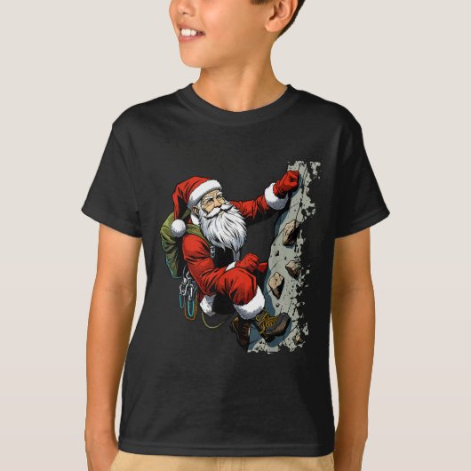 Funny Santa Rock Klettern Weihnachten Weihnachten T-Shirt (Vorderseite)