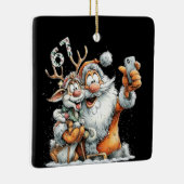 Funny Santa Rudolf Selfie Six Seven Christmas Keramikornament (Rechts)