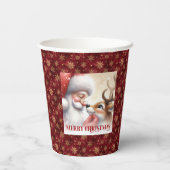 Funny Santa Rudolph Cartoon Christmas Paper Drink  Pappbecher (Rückseite)