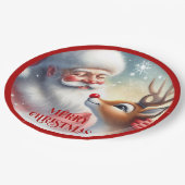 Funny Santa Rudolph Cartoon Kids Party Plates Pappteller (Schrägansicht)