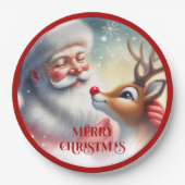 Funny Santa Rudolph Cartoon Kids Party Plates Pappteller (Vorderseite)