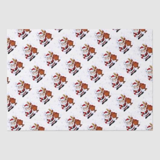 Funny Santa & Rudolph Holiday Tissue Paper Seidenpapier (Vorderseite)