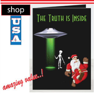Funny Santa Running UFO Feiertagskarte