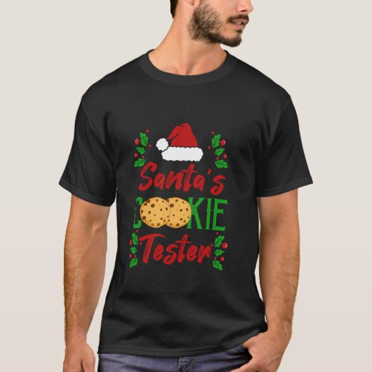 Funny Santa s Cookie Tester Weihnachtskekse Tast T-Shirt (Vorderseite)