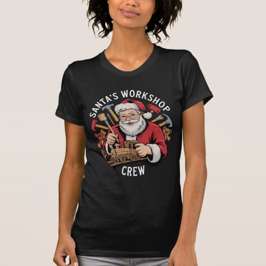 Funny Santa’s Workshop Crew Christmas Helper T-Shirt (Vorderseite)