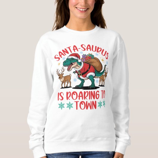 Funny Santa-saurus T-Rex Dinosaur Christmas Sweatshirt (Vorderseite)