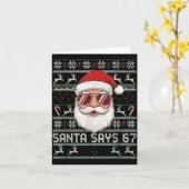 Funny Santa Says 67 Ugly Christmas Sweater  Karte (Gelbe Blume)
