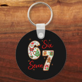 Funny Santa Says Six Seven 6 7 Christmas Meme  Schlüsselanhänger (Vorderseite)