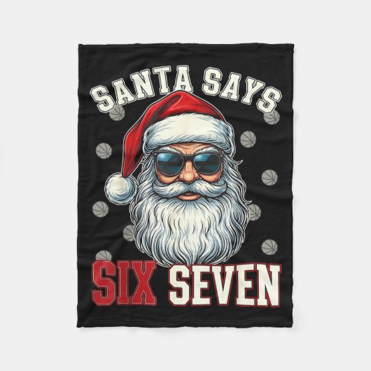Funny Santa Says Six Seven Christmas 67 Meme Baske Fleecedecke (Vorderseite)