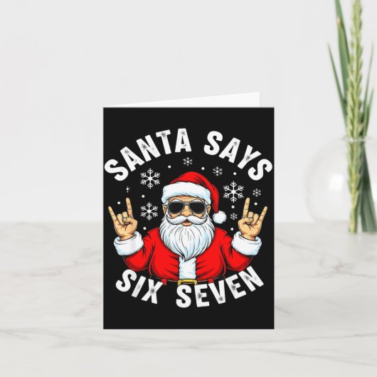 Funny Santa Says Six Seven Christmas Xmas Meme Karte (Vorderseite)