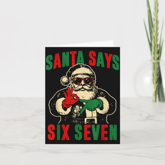 Funny Santa Says Six Seven Retro 67 Meme Cool Chri Karte (Vorderseite)