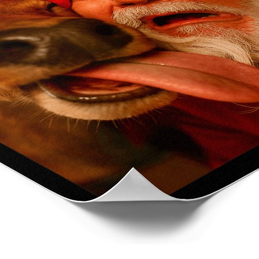 Funny Santa Selfie Reindeer Men Women Kids Christm Poster (Ecke)