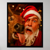Funny Santa Selfie Reindeer Men Women Kids Christm Poster (Vorne)