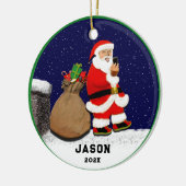 Funny Santa Selfie Weihnachten Keramik Ornament (Links)