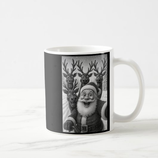 Funny Santa Selfie With Reindeer Christmas  Kaffeetasse (Rechts)