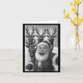 Funny Santa Selfie With Reindeer Christmas  Karte (Gelbe Blume)