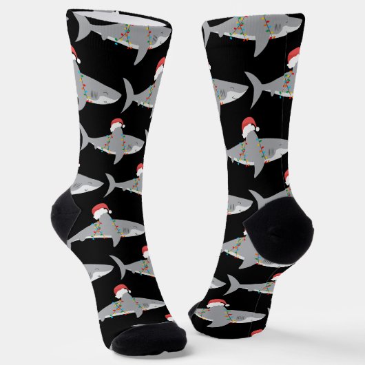 Funny Santa Shark Weihnachten Socken (Gewinkelt)