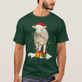 Funny Santa Sheep Animal Christmas Lights Lights L T-Shirt