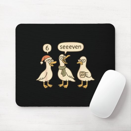 Funny Santa Silly Goose 6 7 Christmas Geese Six Se Mousepad (Mit Mouse)