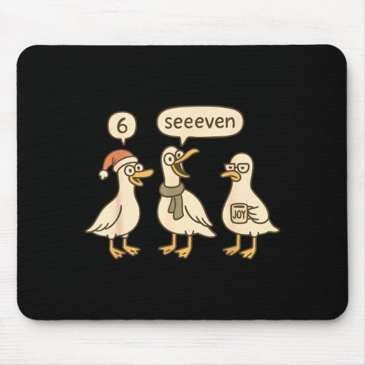 Funny Santa Silly Goose 6 7 Christmas Geese Six Se Mousepad (Vorne)