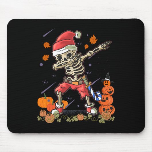 Funny Santa Skeleton Dabbing Halloween Kostümspass Mousepad (Vorne)