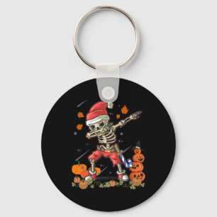 Funny Santa Skeleton Dabbing Halloween Kostümspass Schlüsselanhänger