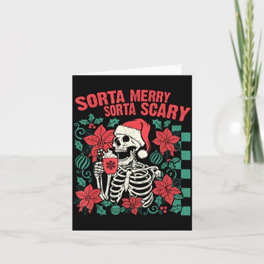 Funny Santa Skeleton Sorta Merry Sorta Y Soky Xmas Karte (Vorderseite)