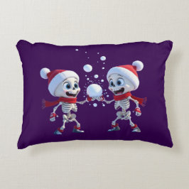 Funny Santa Skeletons Having a Snowball Fight  Dekokissen