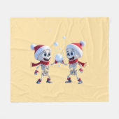 Funny Santa Skeletons Having a Snowball Fight  Fleecedecke (Vorderseite (Horizontal))