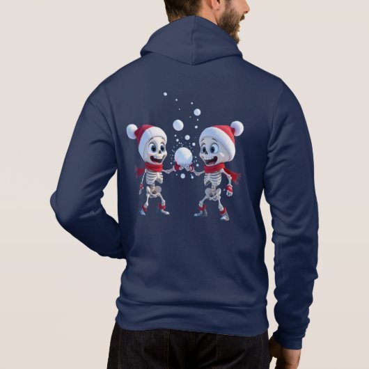 Funny Santa Skeletons Having a Snowball Fight Hoodie (Rückseite)