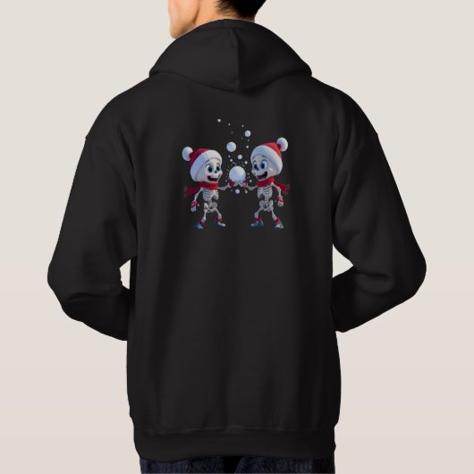 Funny Santa Skeletons Having a Snowball Fight Hoodie (Rückseite)
